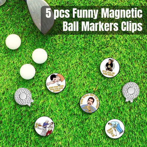 GudaAphrmix Magnetic Ball Markers Clips - Funny Golf Ball Markers with Hat Clip Magnet Gifts for Personalized Valentines, Cool Golfing Hat Decor Accessories for Golfers Putting Green Men Women Kids