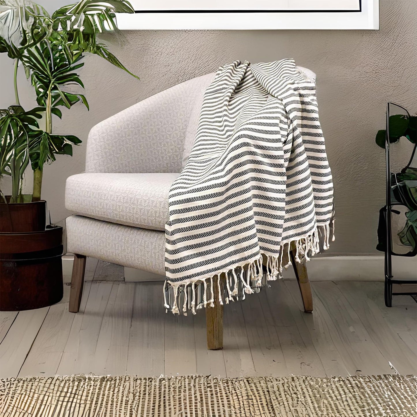 Bazaar Anatolia Turkish Beach Towel, 100% Cotton, 71x39 in, Arpa Black