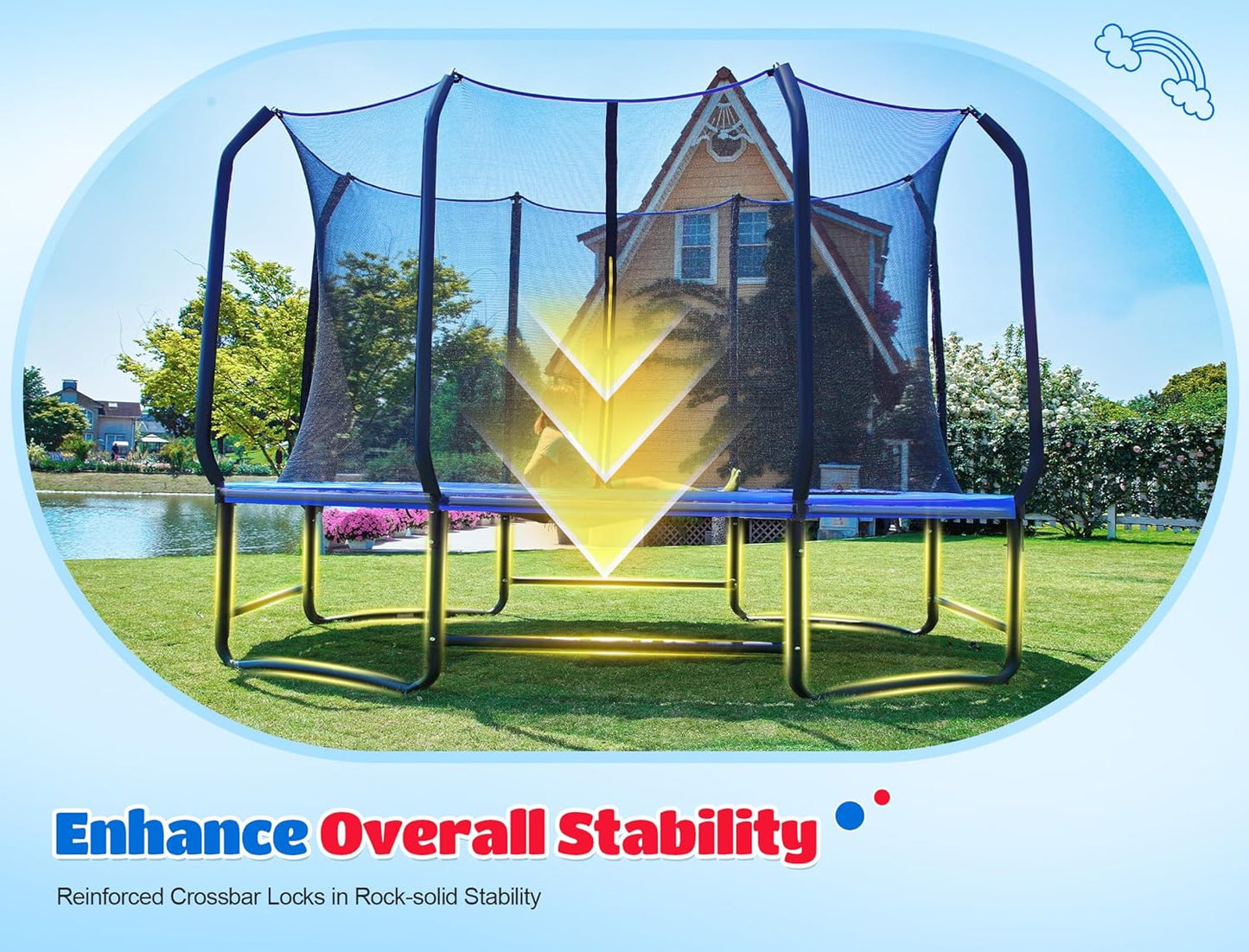 ORCC Oval Outdoor Trampoline - Heavy-Duty Safety Net for Kids | Durable Galvanized Steel Frame