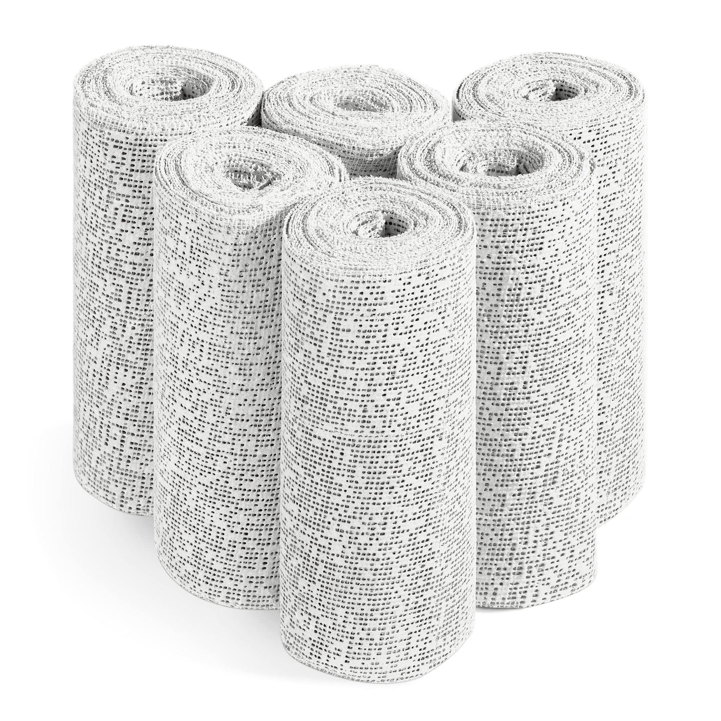 Navaris Plaster Cloth Rolls (L, Pack of 6) - Gauze Bandages for Body Casts, Plaster of Paris for Craft Projects, Belly Casting Kit Pregnancy - Easy Use Wrap Strips - 6" W x 118" L
