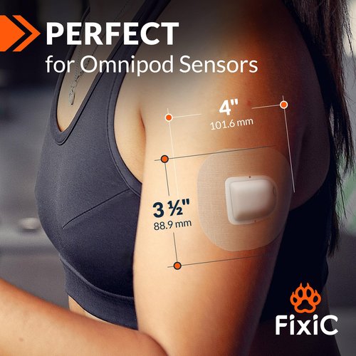 Fixic - 25 Pack - Adhesive Patches - Perfect for Omnipod - The Best Waterproof Adhesive Covers for Omnipod Sensors - Pre-Cut Back Paper - Long Fixation for Your Sensor! (Tan)