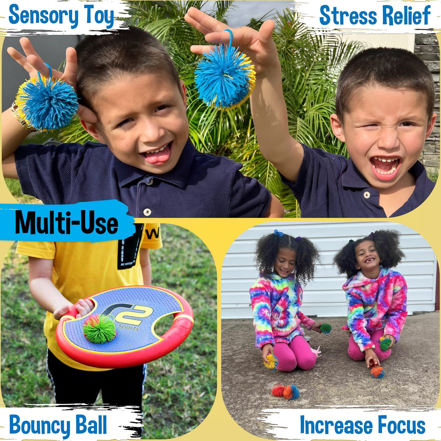 Stringy Balls & Sensory Toys 8 Pack - Fidget Toys Sensory Gifts for Kids Ages 3 4 5 6 7 8 + Year Old - Best Stress Balls Toys & Toddler Toys Gifts for Toddlers, Boys & Girls - Monkey Balls Fidget Toys