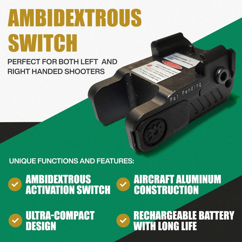 Ade Advanced Optics HG54R Rechargeable Pistol Laser Light – Red LED Sight with Strobe Combo for Handgun – Fits Springfield Hellcat OSP/PRO, Sub Compact Micro 9mm Rail Mounted Tactical Laser Beam