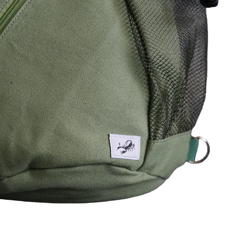 Shamguru Canvas Sling Bag Crossbody Backpack - Adjustable Strap Daypack with Anti-Theft Pocket and Water Bottle Holder