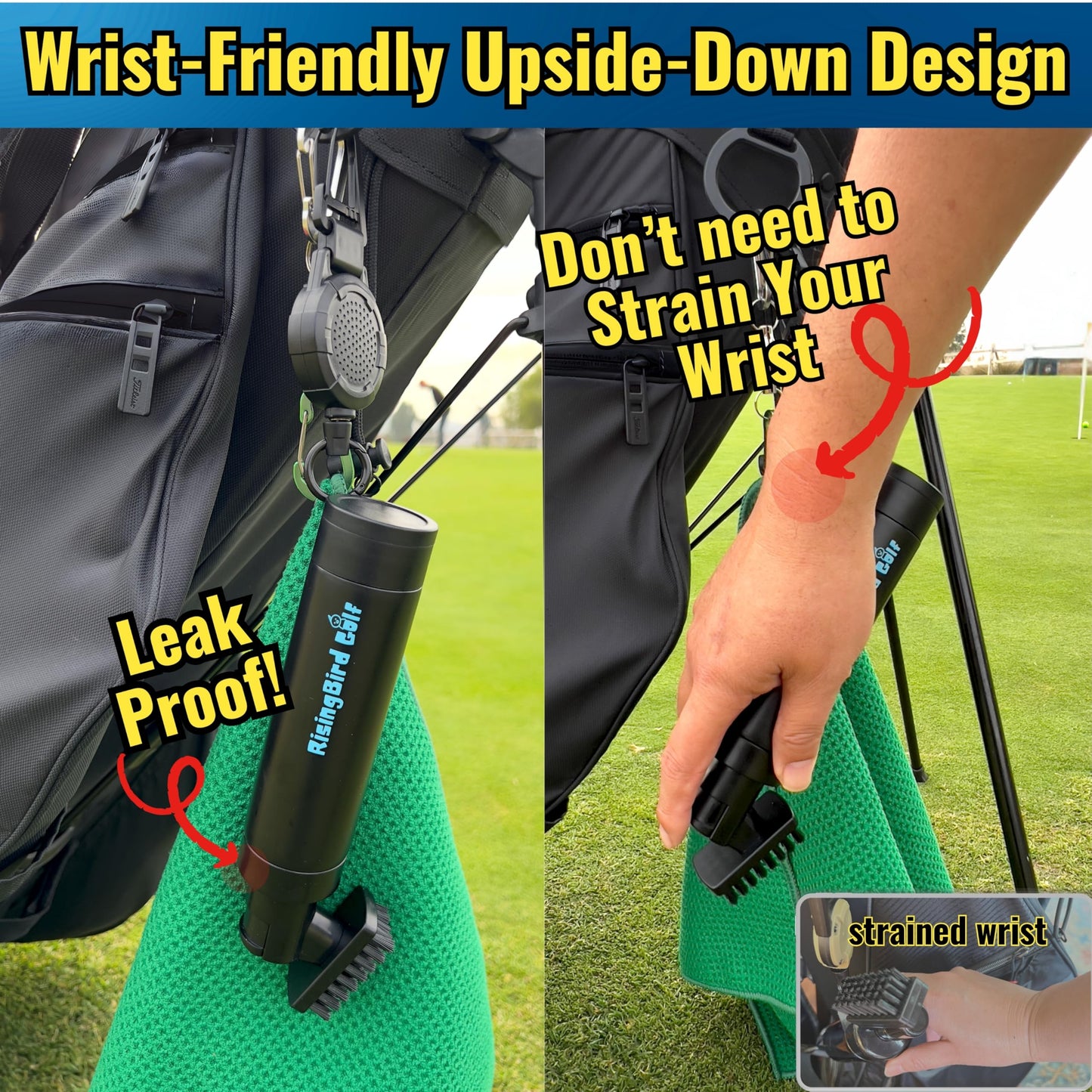 2025 Steel Wire Retractable Clip, Golf Brush, Golf Accessories, Golf Club Cleaner, Golf Water Brush, 5oz, Perfect Golf Gift for Men & Women, Golf Club Spray Brush, Golf Item, USA company (Black)
