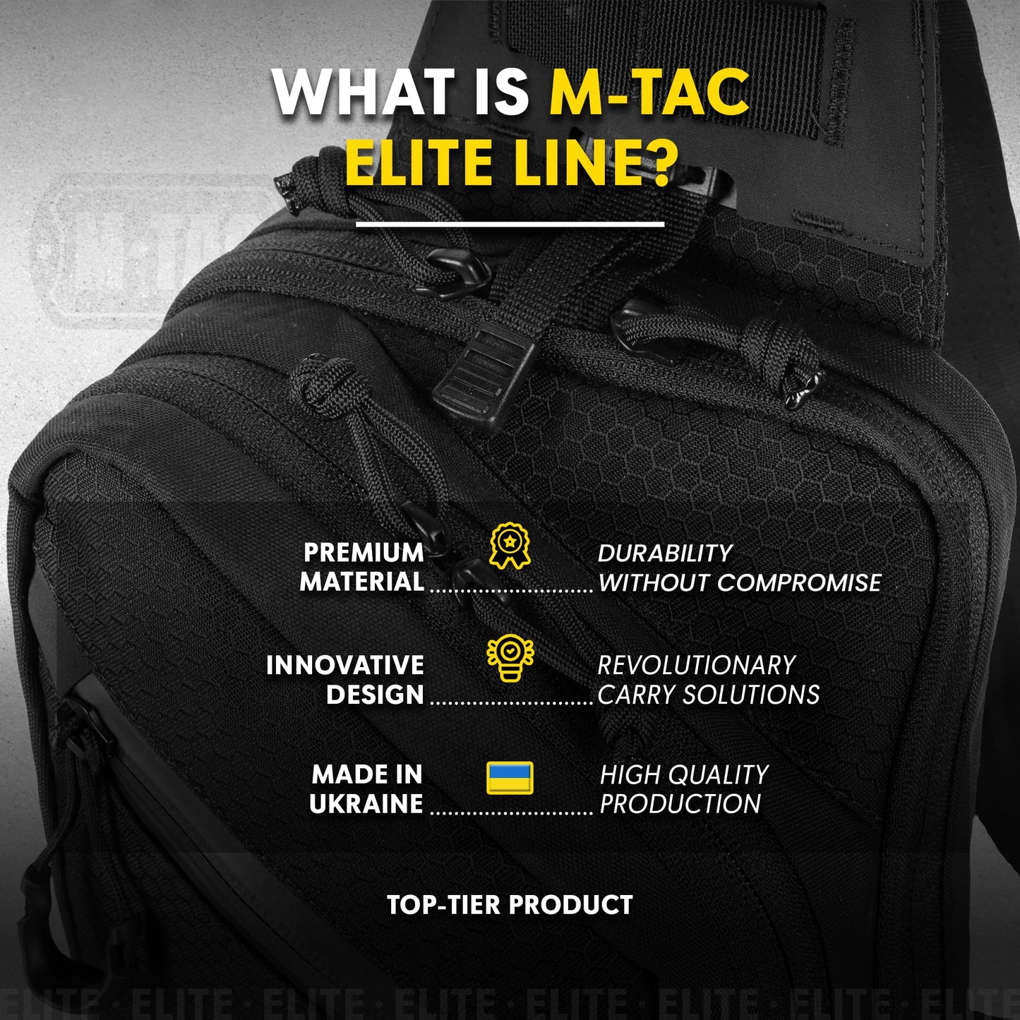 M-Tac Elite Tactical Sling Bag for Men - Crossbody Bag - Concealed Carry Chest Bag - Black Sling Backpack