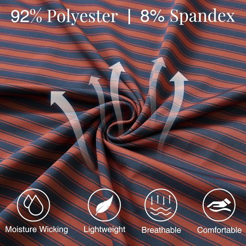 M MAELREG Men's Golf Shirts - Short Sleeve Dry Fit Striped Polo | Moisture-Wicking Performance