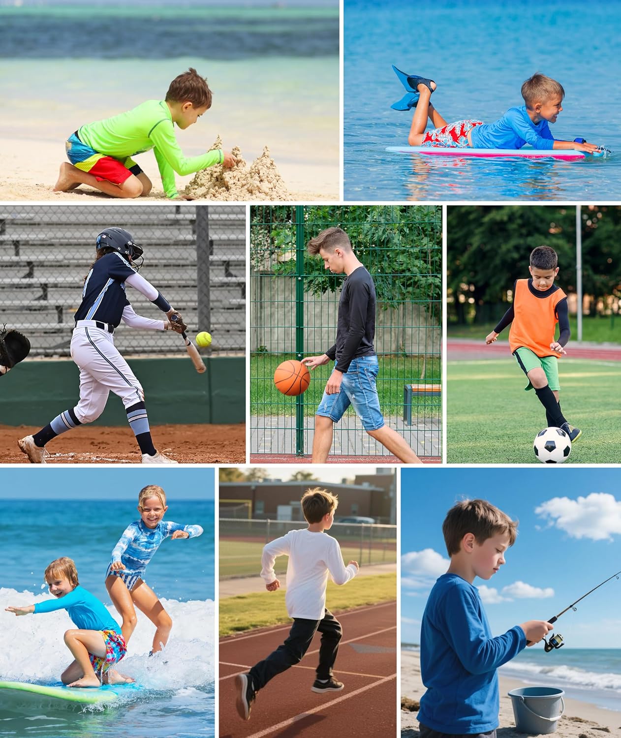 Skiennix Boys Rash Guard - UPF 50+ Long Sleeve Swim Shirt for Kids | Quick Dry UV Protection