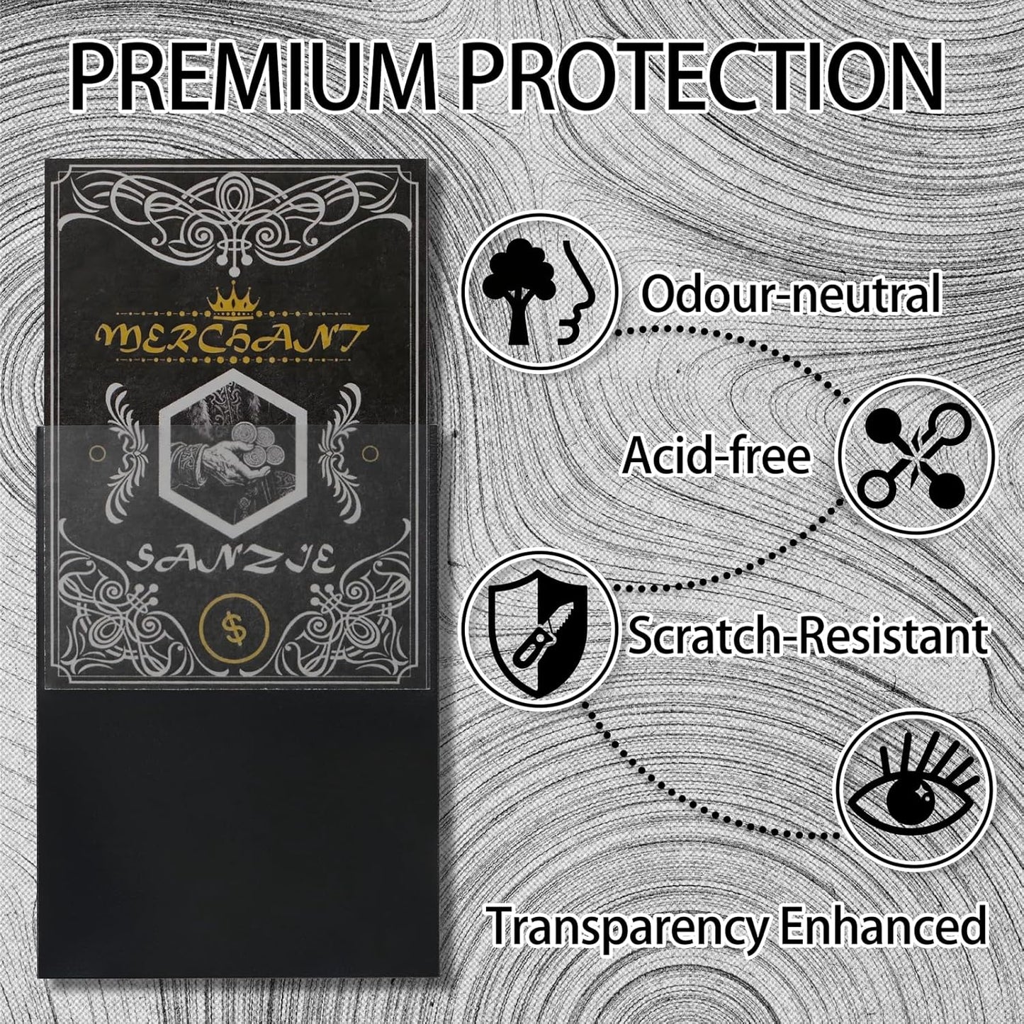 SANZIE Matte Card Sleeves - 68 Count Trading Card Protectors for MTG, TCG & PTCG (Black)