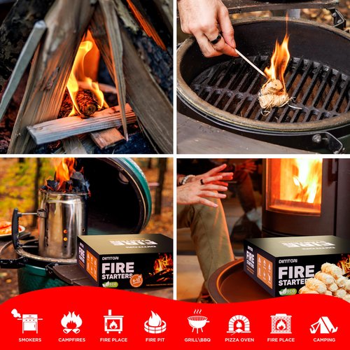 DIMTORI 400 pcs Fire Starter - Natural Fire Starters for Campfires, Fire Pit, Pizza Oven, Fireplace, Smoker, BBQ, Pellet Stove & Wood - Fire Starters for Grill, Charcoal Starter