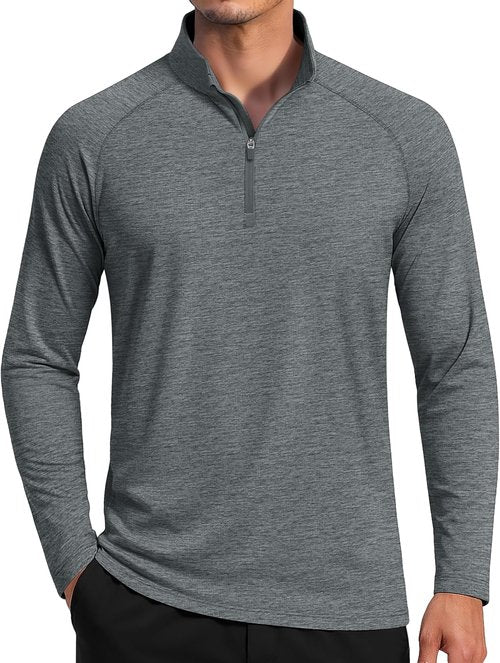 MAGCOMSEN Men's Athletic Quarter Zip Pullover - Lightweight Dry Fit Sun Shirt for Running & Golf
