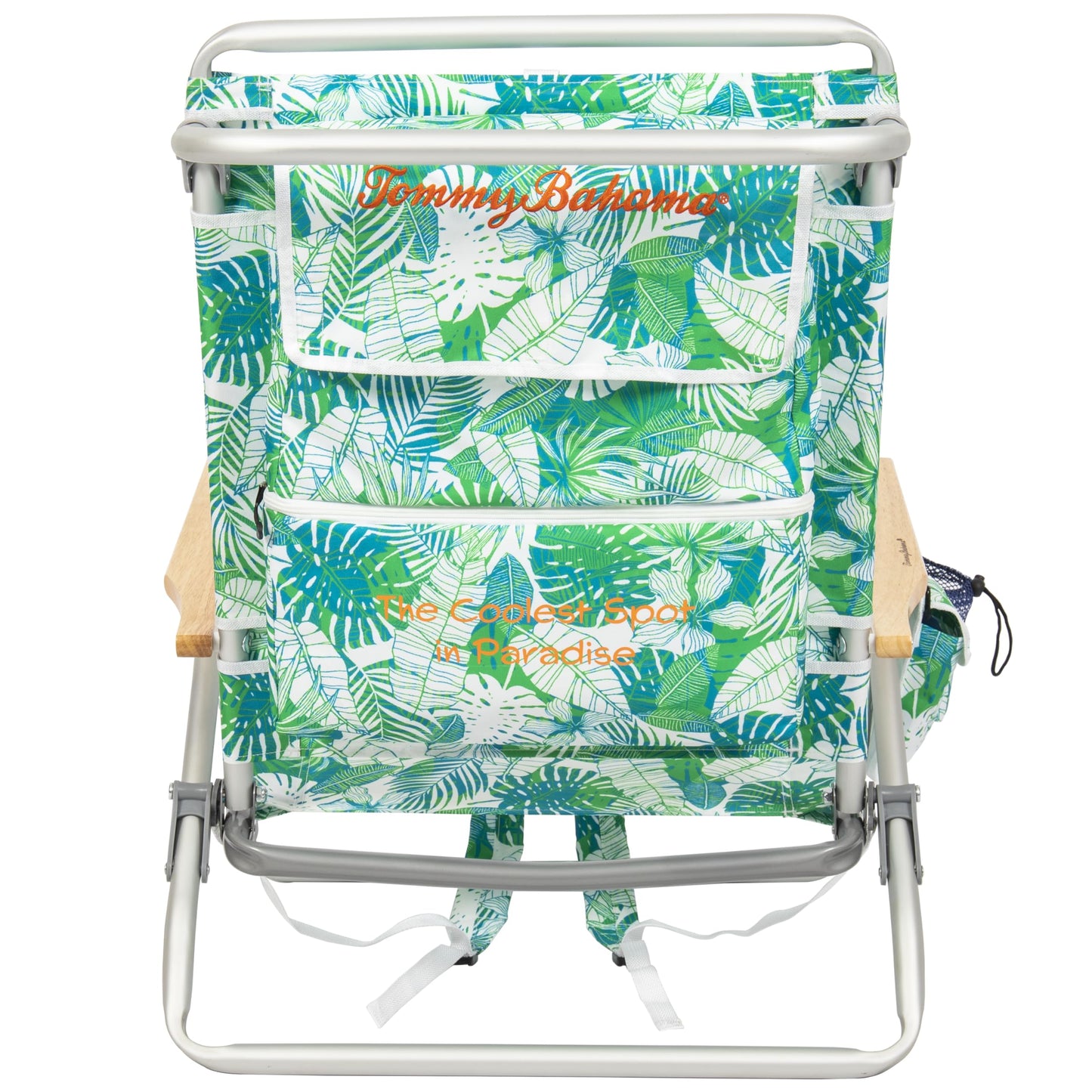 Tommy Bahama 5-Position Classic Lay Flat Backpack Beach Chair with Cooler and Cup Holder, Portable Folding Beach Chair for Tanning, Tropical Leaves