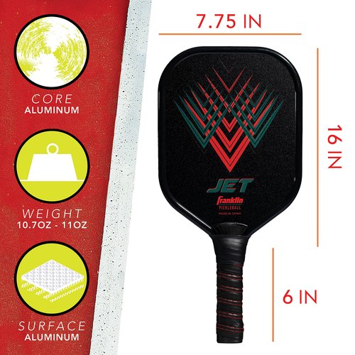 Franklin Sports Pickleball Paddle - Jet Aluminum Pickleball Paddle - USAPA Approved Paddle - Red, One Size