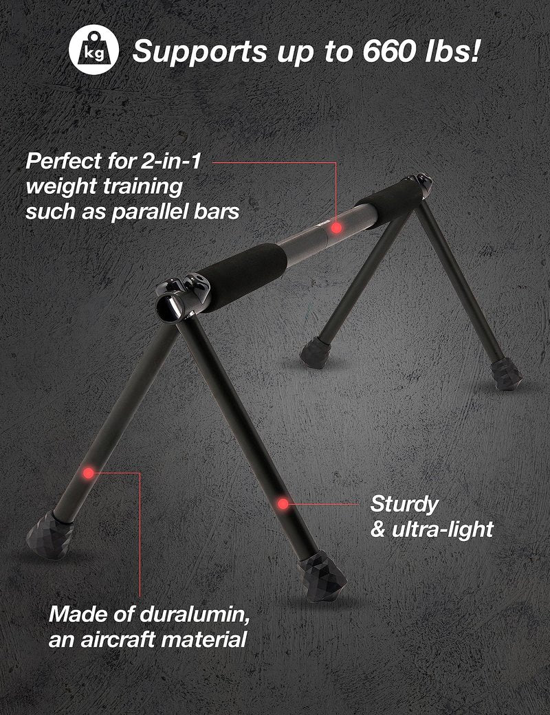 Withgear Folding Push Up Bar - Portable and Lightweight Sturdy Duralumin Metal Push Up Bars and Indoor and Outdoor Parallette Bar for Men and Women Swan Black