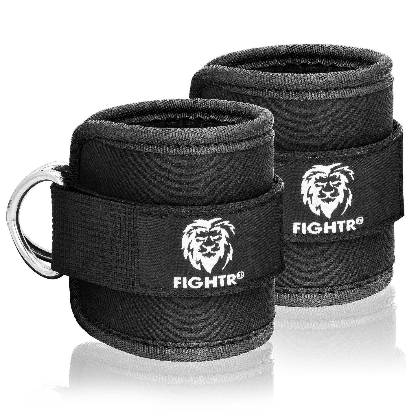 FIGHTR® Ankle Strap (Padded) - for Cable Machine - (2 Pieces) Leg Cuffs for Women and Men