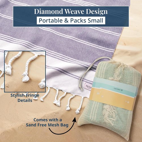 LANE LINEN Outdoor Blanket - Large Soft Pre-Washed Diamond Weave Design (82"x82") for Beach & Travel