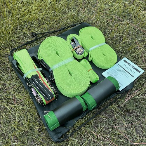 LONGLC Slackline Kit | Longer 73 ft Line with Training Line | Tree Protectors, Arm Trainervand Carry Bag | Tight Rope Slack Lines for Backyard | Children, Adults Green