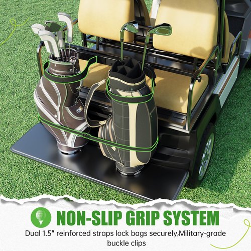 KUAFU Universal Golf Cart Bag Holder Bracket Compatible with Club Car EZGO Yamaha Golf Cart 41.6"-43.5" Wide Rear Seat Kit Rear Flip Seat Bag Attachment