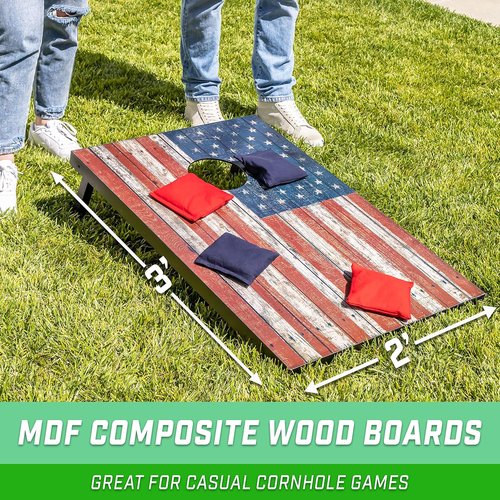 GoSports Portable Cornhole Sets - 8 Styles Available | Choose 4x2 ft or 3x2 ft Boards with 8 Bean Bags & Travel Case