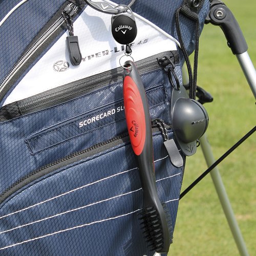 Callaway Premium Golf Club Brush for Golf Clubs and Golf Shoes with Retractable Cord