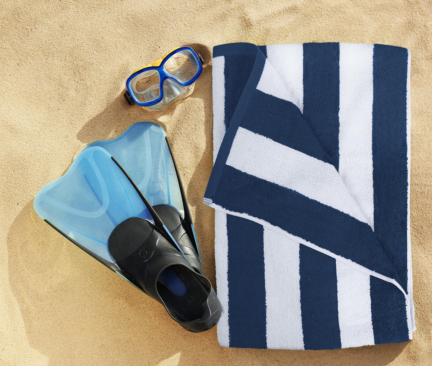 Utopia Towels Cabana Stripe Beach Towel, Oversized 100% Ringspun Cotton Pool Towels, Highly Absorbent Bath Towels for Beach (Red, Navy, Grey & Plum, 30X60 Inch - 4 Pack)