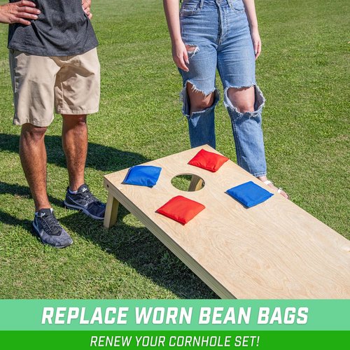 GoSports Official Regulation Cornhole Bean Bags Set of 8 - All-Weather Fun with American Stars and Stripes or Red and Blue