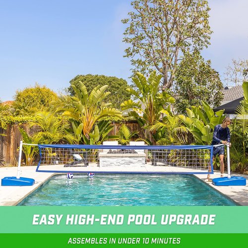 GoSports Splash Net Elite Pool Volleyball Game - Adjustable Net with Water Weighted Bases for Inground Pools