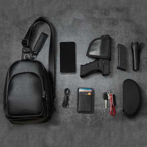 CCW Sling Bag | Magnetic Closure Casual EDC Bag for Fast Access | Concealed Carry Crossbody for Men & Women - Black