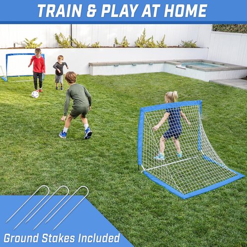 GoSports Portable Soccer Goals for Kids - 4 x 3 ft | Set of 2 Pop-Up Nets in 13 Colors