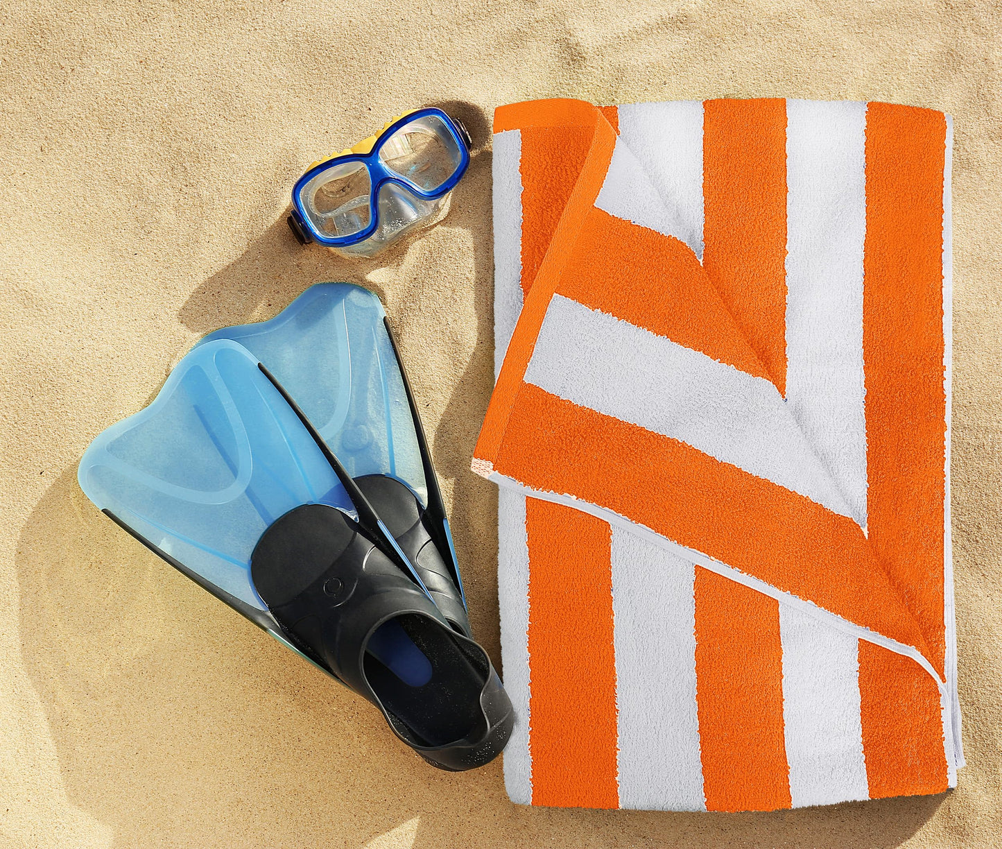 Utopia Towels Pack of 4 Cabana Beach Towels, Oversized 30 x 60 Inches Cotton Beach Towel Set, Smooth Ring Spun Texture for Pool and Swim Days, Modern Striped Design Bath Towels, Orange