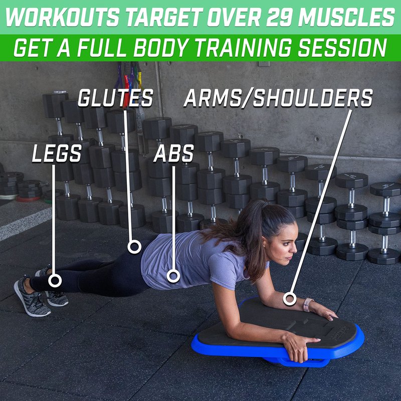 GoSports Fitness Core Hub Plank Board with Smart Phone Integration for Full Body Workouts, Blue