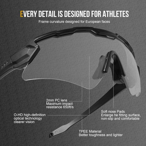 1TG Tactical Safety Shooting Glasses - Impact-Resistant Anti-Fog Goggles with 3 Lenses & Hard Case