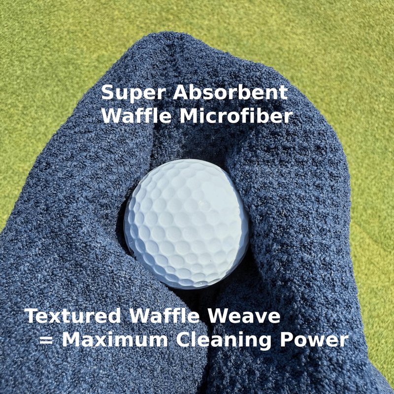 TourCraft Magnetic Golf Towel for Cart or Clubs – Super-Absorbent Waffle Microfiber, Quick-Dry Design with Strong Magnet & Clip, 18x18 (Black)