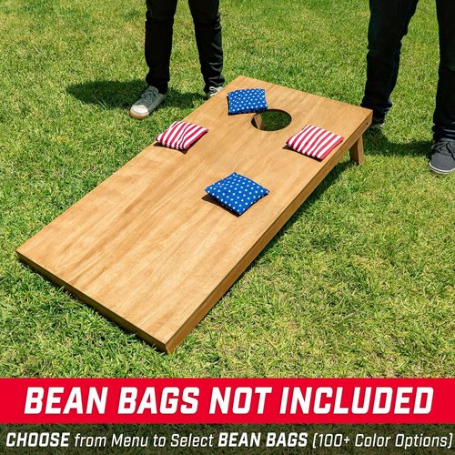 GoSports Cornhole Boards Set - 4 ft x 2 ft Regulation Size with Light Brown Finish & Carrying Case