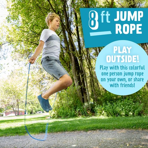 Just Jump It 8' Foot Jump Rope 2 Pack - Active Outdoor Youth Fitness Excersing Equipment - Braided Nylon Gym Accessories - Green Confetti