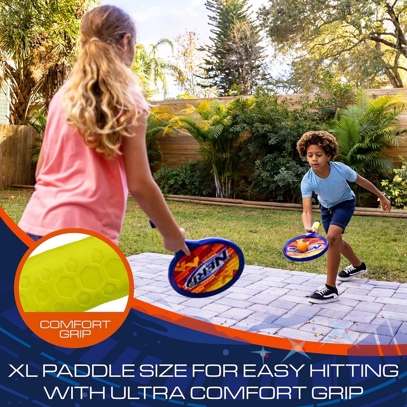NERF Small Driveway Tennis Set for Kids - 2 Player Kids Tennis Set - Rackets and Foam Ball - Indoor + Outdoor - (2) NERF Rackets + Foam Ball Included