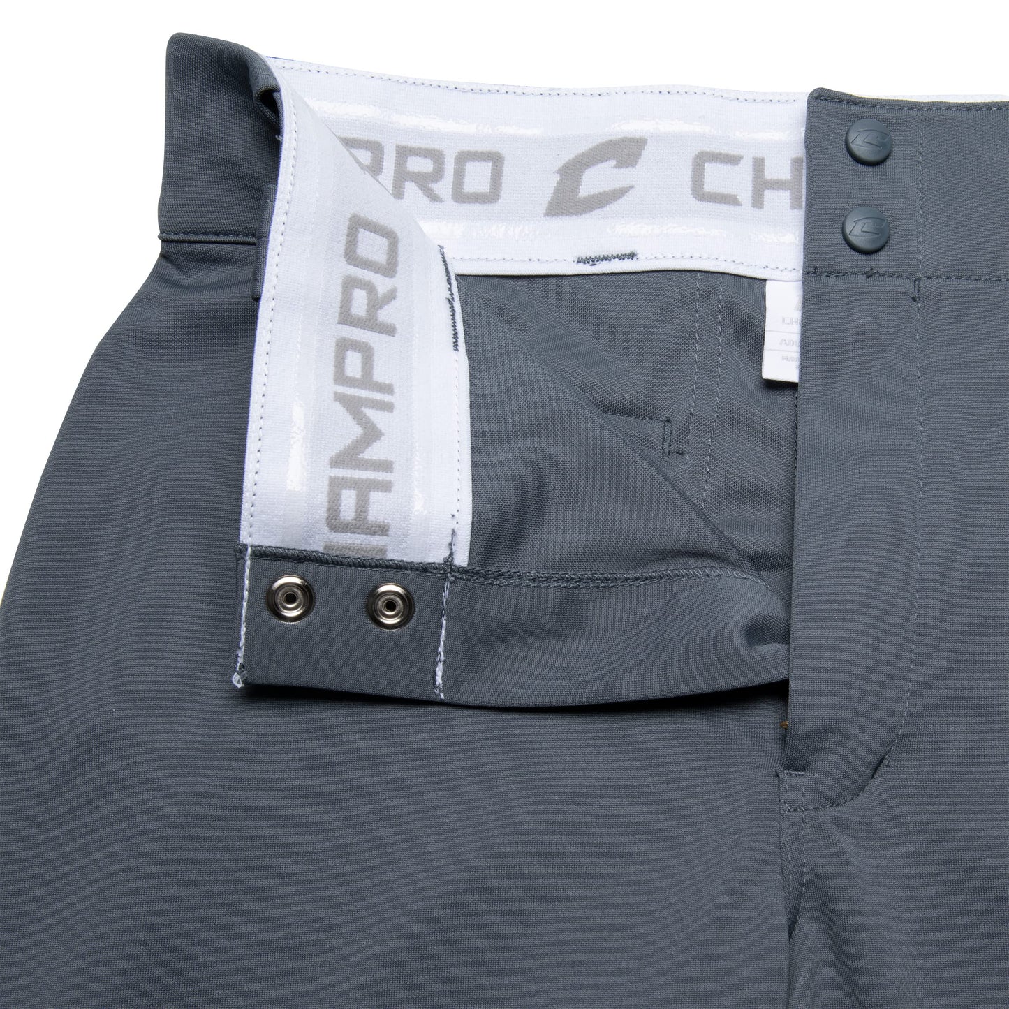 Champro Adult Triple Crown OB Open-Bottom Loose-Fit Baseball Pant in Solid Color with Adjustable Inseam and Reinforced Sliding Areas, Graphite, Large