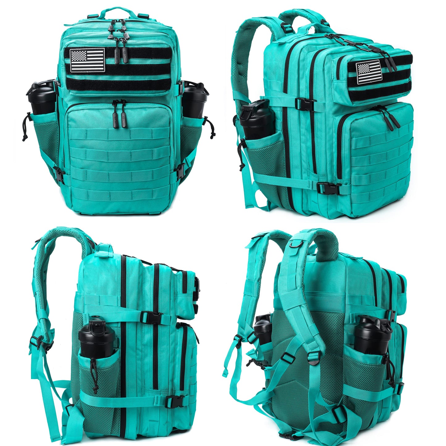 LHI Military Tactical Backpack for Men and Women 45L Army 3 Days Assault Pack Bag Large Rucksack with Molle System Lake Blue