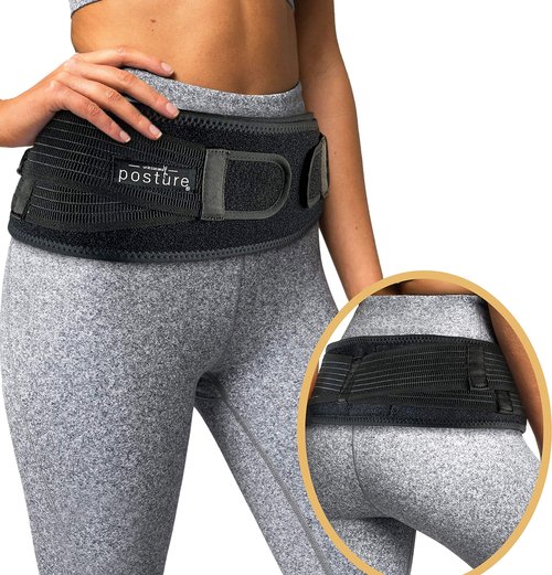 Vriksasana Posture Sacroiliac Hip Belt for Women and Men That Alleviates Sciatic, Pelvic, Lower Back, Leg and Sacral Nerve Pain Caused by Si Joint Dysfunction| Trochanter Brace EXTRA SMALL (Petite, Black)