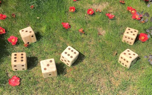 Giant Wooden Yard Dice - Outdoor Game Set of 6 with Two Fun Games for Family Gatherings