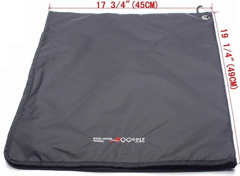 A99Golf Rain Hood Towel Waterproof Golf Towel Golf Bag Cover with Free Carabiner Clip w/Microfiber Towel 17 3/4" x 19 1/4" (Black)