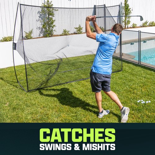 GoSports 10 ft x 7 ft Golf Practice Hitting Net - Personal Driving Range for Indoor or Outdoor Use - Black
