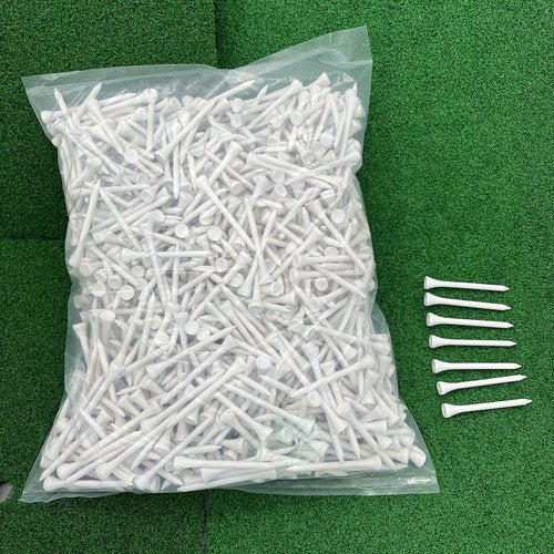 HH-GOLF®1000 Pcs Golf Tees Bulk Wood Tees 2 3/4 Inch Tall, Less Friction Professional White Wooden Tees for Clubs