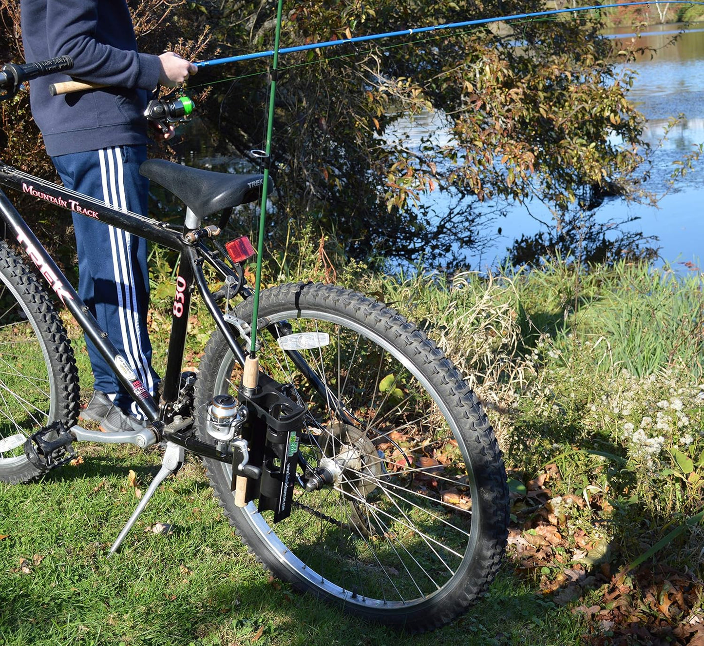 Skiennix Fishing Rod Holder - Easy Mounting Bike Accessory Secures 2 Rods for Bicycle Fishing
