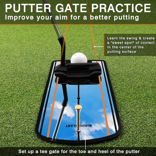 BIRDIEBLAST Golf Putting Mirror, Putting Mirror Training Aid for Golf with Putter Line,Golf Training Putters for Beginners