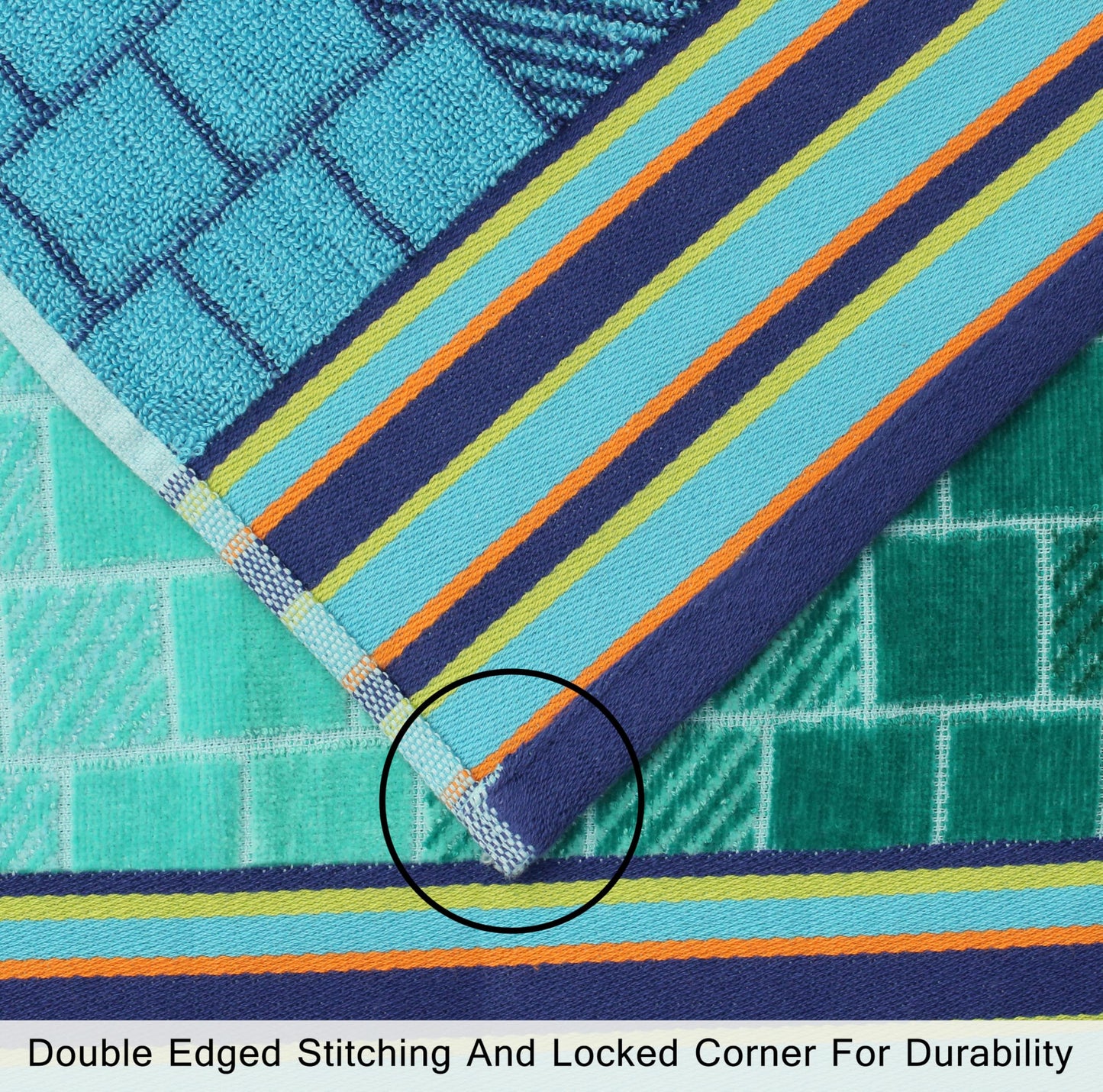 COTTON CRAFT Hooded Beach Towel – Oversized 39 x 68 Towel with Hood for Adults - 100% Cotton Velour Terry Jacquard Towel - Pool Bath Wrap - 450 GSM Soft Absorbent Quick Dry – Blue Tiles