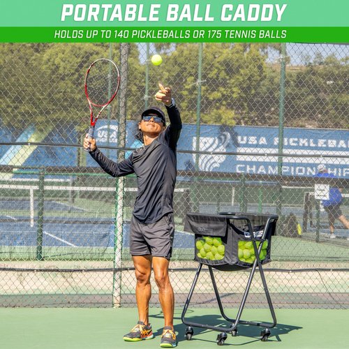 GoSports Pickleball and Tennis Ball Caddy with Wheels - Portable Cart Includes 72 USAPA Regulation Pickleballs