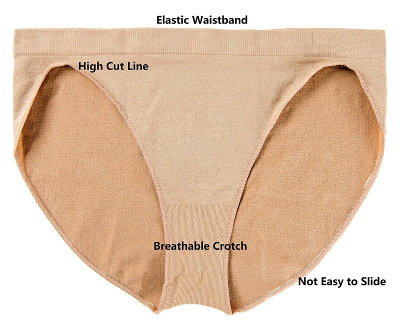 MOLLDAN Nude Dance Underwear Women Girls Seamless Ballet Briefs Gymnastics Briefs High Cut Beige Bottoms Ballerina Underwear(8C13-3)