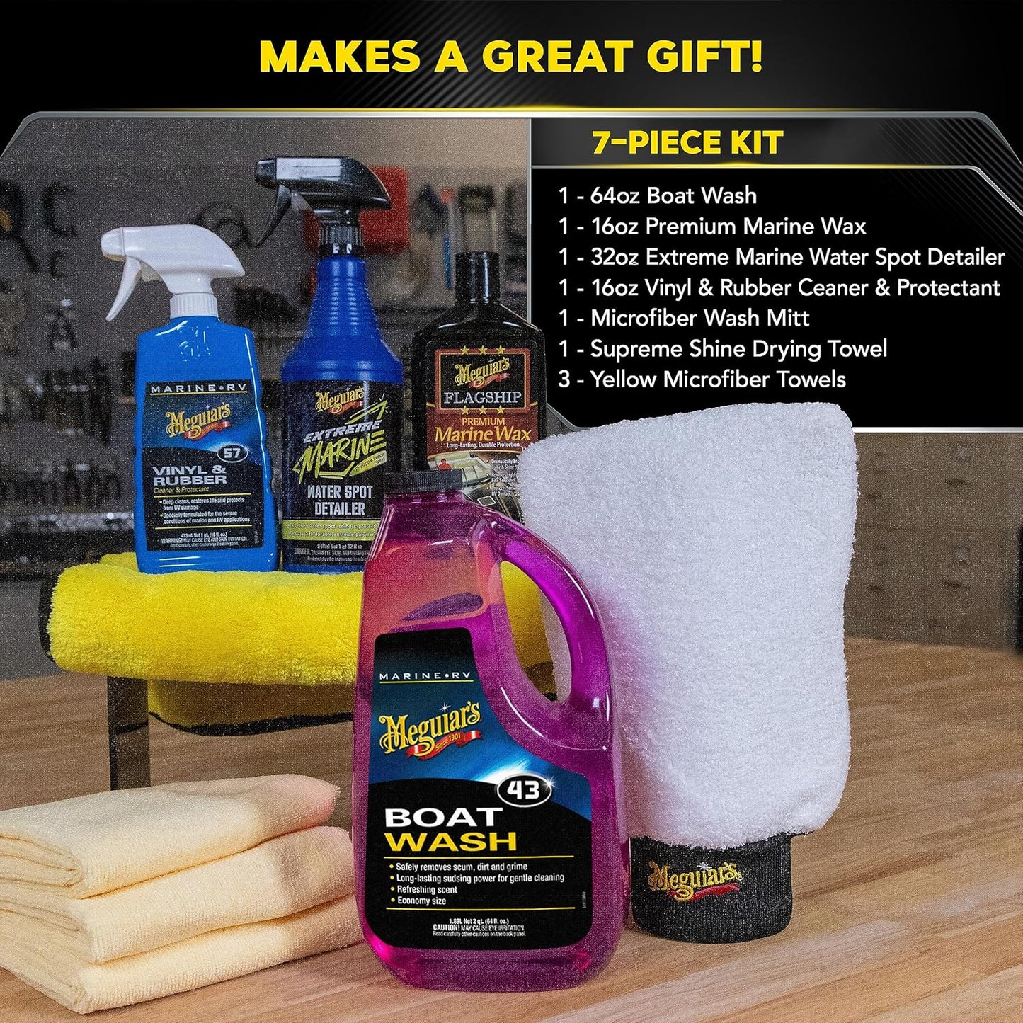 Meguiar's Boat & RV Wash & Wax Starter Kit - Ultimate Detailing Solution for Boats & RVs | Includes Wash, Wax & Accessories