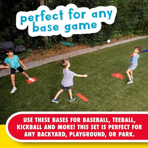 Franklin Sports Baseball Base Set - Portable Rubber Bases for Baseball & Softball - Easy Setup Red